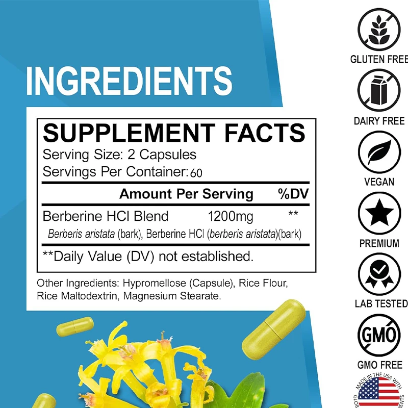 Integratore HCL da 1200 mg, su - Berberine Hcl Capsule recensione e prezzo